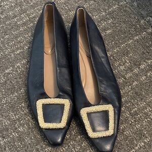 Sam Edelman Black Flats with Gold Buckle